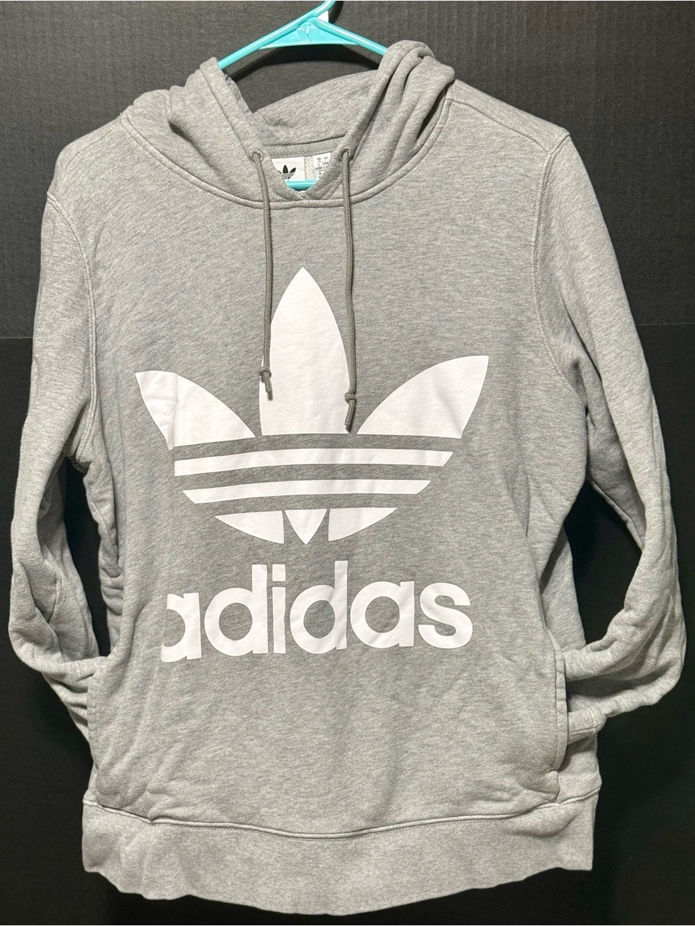  Adidas Originals Heather Gray Trefoil Hoodie Sweatshirt CY6665 Size US M
